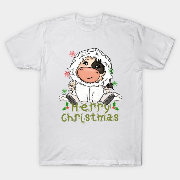 Kids Cow Christmas Cute Cow Merry Christmas Xmas Matching HO HO HO T-Shirt by alcoshirts